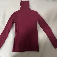 バーガンディ タートルネックセーター 長袖
