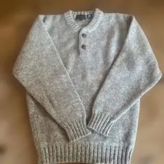 Seahop グレー ヘンリーネック　ウール100%セーター M ゆったりサイズ