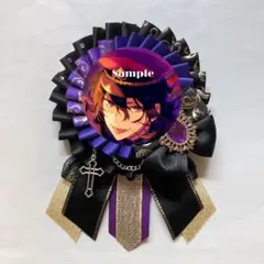 〖58〗ロゼット　痛ロゼット　缶バッジ　コウモリ　アンデット　十字架　レース　紫