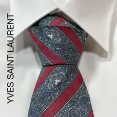 TG3220 YVES SAINT LAURENT ストライプ シルク ネクタイ
