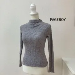 ♡ ページボーイ　♡ グレー リブ編み ハイネック ニット