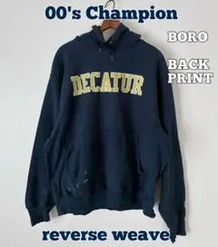 00's Champion リバースウィーブ　パーカー　バックプリント　ボロ