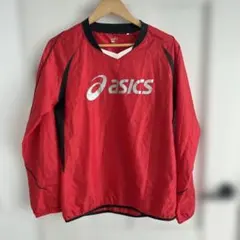 アシックス asics レッド 長袖ジャケット Ｌ　ピステ