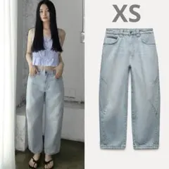 ZW COLLECTION クロップドミッドライズ BARREL デニムパンツ