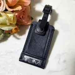 TUMI ネームタグ ラゲージタグ レザー ブラック シルバー刻印