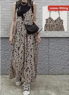 キャミワンピ　ワンピース　キャミ　ダルメシアン　アニマル　夏　可愛い　ベージュ