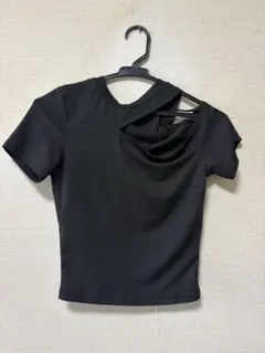 アシンメトリー 半袖Tシャツ ブラック