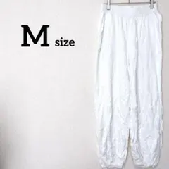 【M】ホワイト レーヨン カジュアルパンツ イージーパンツ リラックスパンツ