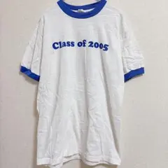 アンビル 半袖 リンガー Tシャツ ロゴ 白×青 綿 カジュアル【S～M】のサムネイル