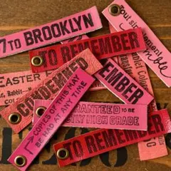 ビンテージ革タグ　レザータグ　ハトメ付き長タグ　ピンクミックス