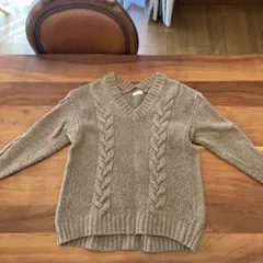 スピックアンドスパン　Vネック　ラムズウールケーブルプルオーバー