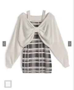 GRL リボンシャギートップス×チェック柄キャミソールミニワンピースan1705