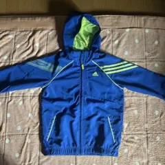 adidas フード付き ウィンドブレーカー 青