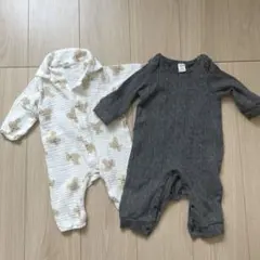 ロンパース　3〜6ヶ月　セットアップ　グレー　クマ　柄　ベビー　服　トップス