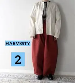 ハーベスティ　コットンチノクロスサーカスパンツ　ワイド　レッド　2　美品
