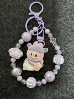 新品 紫♥ラブブ♥ぬいぐるみ ペイントビーズ ホルダー ストラップ