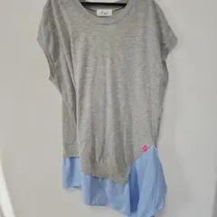 レイヤードデザインTシャツ L-LL グレー