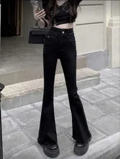 SHEIN ハイウエスト フィットエラスティック フレアレッグジーンズ