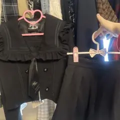 REFLEM x DimMoire ロゴ刺繍セーラーセットアップ ブラック