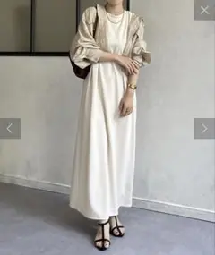 Thevon アイボリー ノースリーブ ロングワンピース