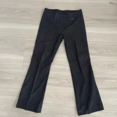 レディース　ズボン　ブラック　イコンテックス　ストライプ フレアパンツ