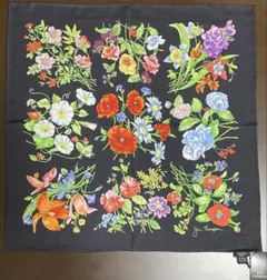 未使用JIM THOMPSON（ジムトンプソン）シルクハンカチ花柄黒 46cm