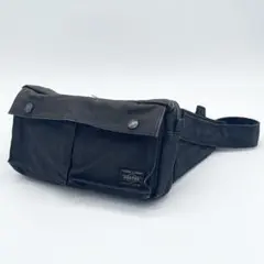 PORTER ボディバッグ　ウエストポーチ　キャンバス　ダークグレー　ロゴ金具
