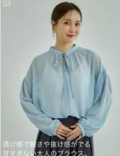 【10/14まで】mysa closet ドット柄シアーブラウス ライトブルーL