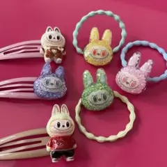 【新品】ラブブ ヘアピン3本・ヘアゴム 3本 セット