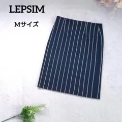 【LEPSIM】ストレッチ ピンストライプ タイトスカート 紺 Mのサムネイル