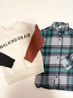 トレーナーとチェックシャツセット