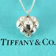 ★SALE【ティファニー】グラフィックハート　クロスチェーン　コンビ　ペンダント