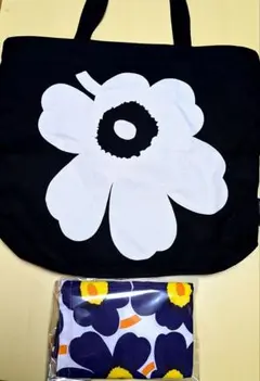 【ほぼ未使用】マリメッコ ウニッコ トートバッグ（ブラック×ホワイト）おまけ付き