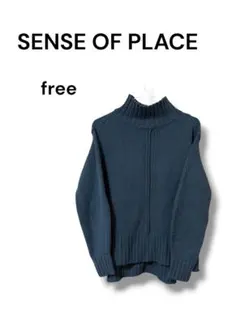 SENSE OF PLACE ニット ハイネック セーター ダークブルー
