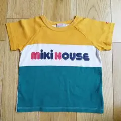 ミキハウス　Tシャツ 110 ロゴ　イエロー　グリーン　キッズ　半袖のサムネイル