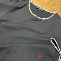 Burberrylondon【美品】ノバチェックホースロゴ刺繍M半袖カットソ黒