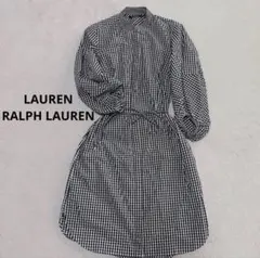 ラルフローレン ワンピース シャツ ベルト ギンガムチェック 銀ボタン M〜L