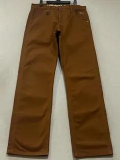 バンソン VANSONシンチバックキャンパスワークパンツ 未裾直 キャメル 34のサムネイル