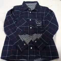 BEBE ネイビー チェック柄 長袖シャツ