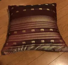 66】タイシルクぞうさんクッション　パープル×ゴールド