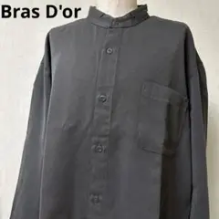 Bras D'or グレー無地　スタンドカラーシャツ　ブラスドール　シンプル