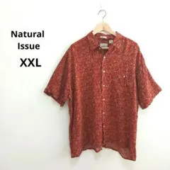 【ナチュラルイシュー】総柄 半袖シャツ 赤茶 used 古着ペーズリー 3L