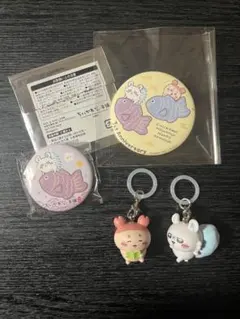 ちいかわモモンガ 古本屋 川越ノベルティ缶バッジ めじるしアクセサリー4点セット