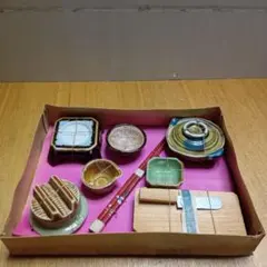 ミニチュア陶器木製食器セット