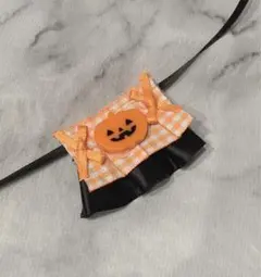ぬい服　スタイ　リボン　ハロウィン　オレンジ　白　ぬい用　前掛け　かぼちゃ