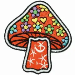 アイロンワッペン きのこ オレンジ アート デザイン