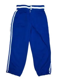 ジャージパンツ 青 ストライプ 白 ボタン付き ゴムウエスト
