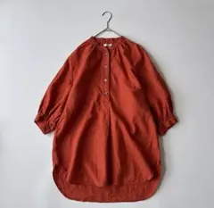 ビームスボーイ☆リネンソリッドスタンドカラーシャツ オレンジ t2506 