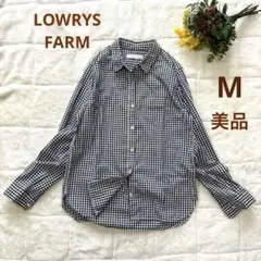 【美品】LOWRYS FARM ギンガムチェック長袖シャツ Mサイズ