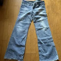 Georgina デニムパンツ ダメージフレア ワイド